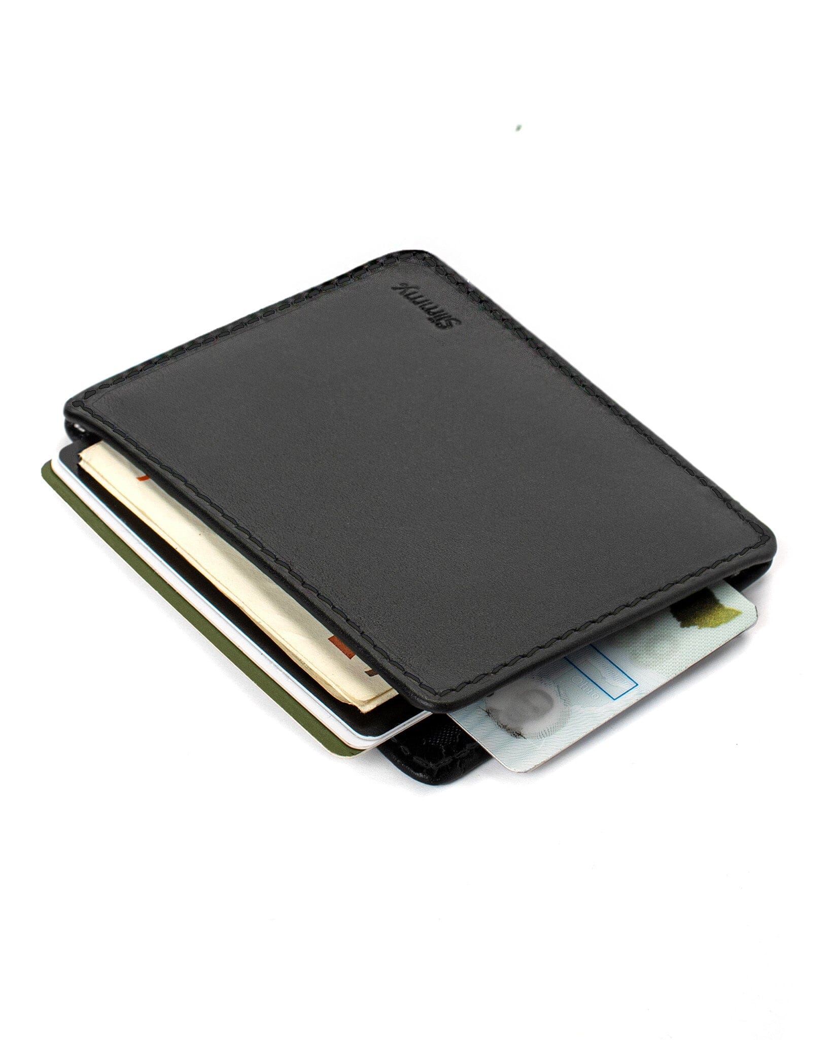 R1S2 1-Pocket Wallet (83mm) - Stealth Classic Wallet Slimmy Black/White Stitch