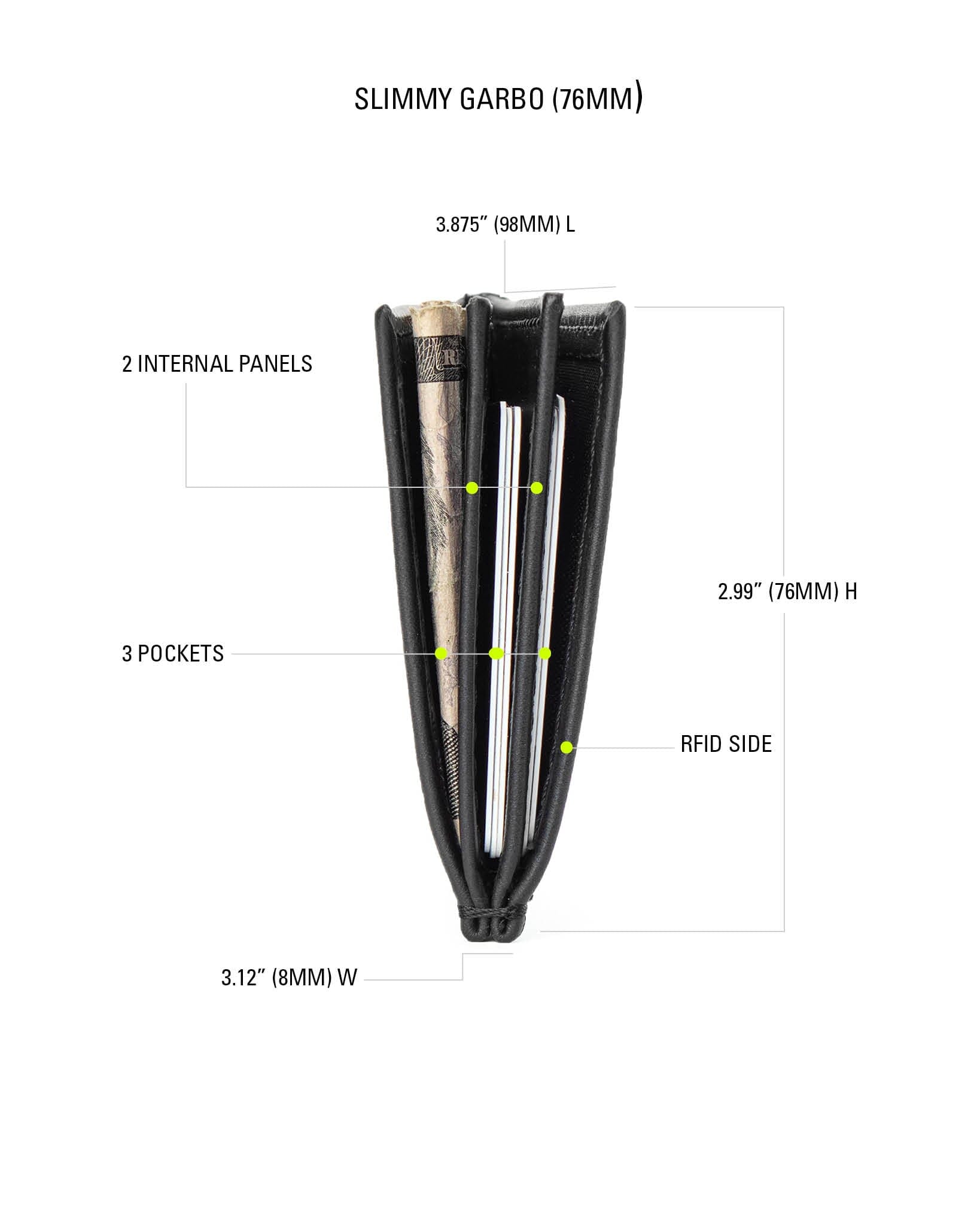 OG 3-Pocket Slimmy Wallet (76mm) - GARBO by Larry A. Lesley Wallet Slimmy