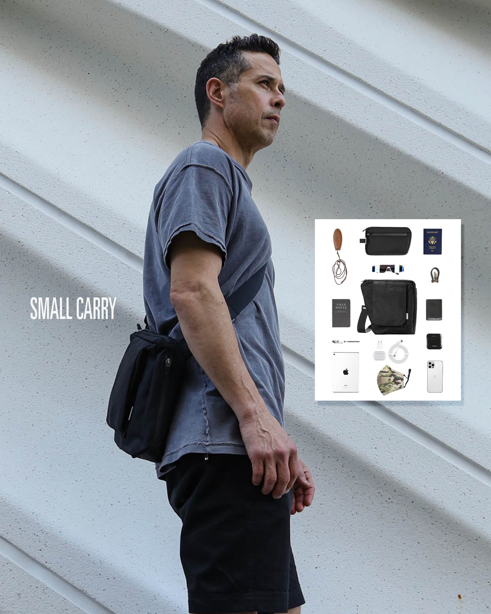 bolstr Small Carry Crossbody Shoulder Bag Men - Minimal EDC