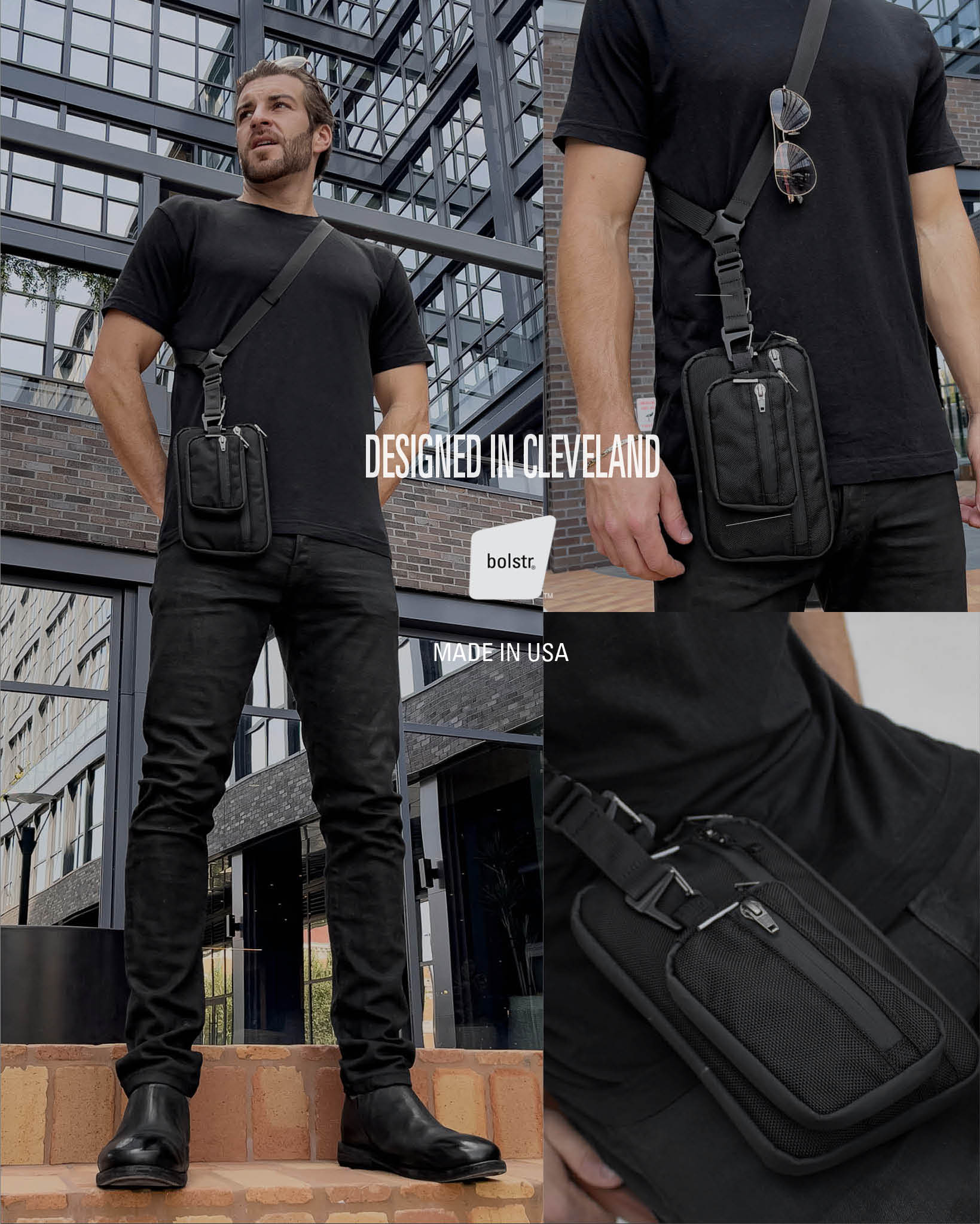Minimal mastery. bolstr small crossbody, sling and shoulder bags men. EDC.